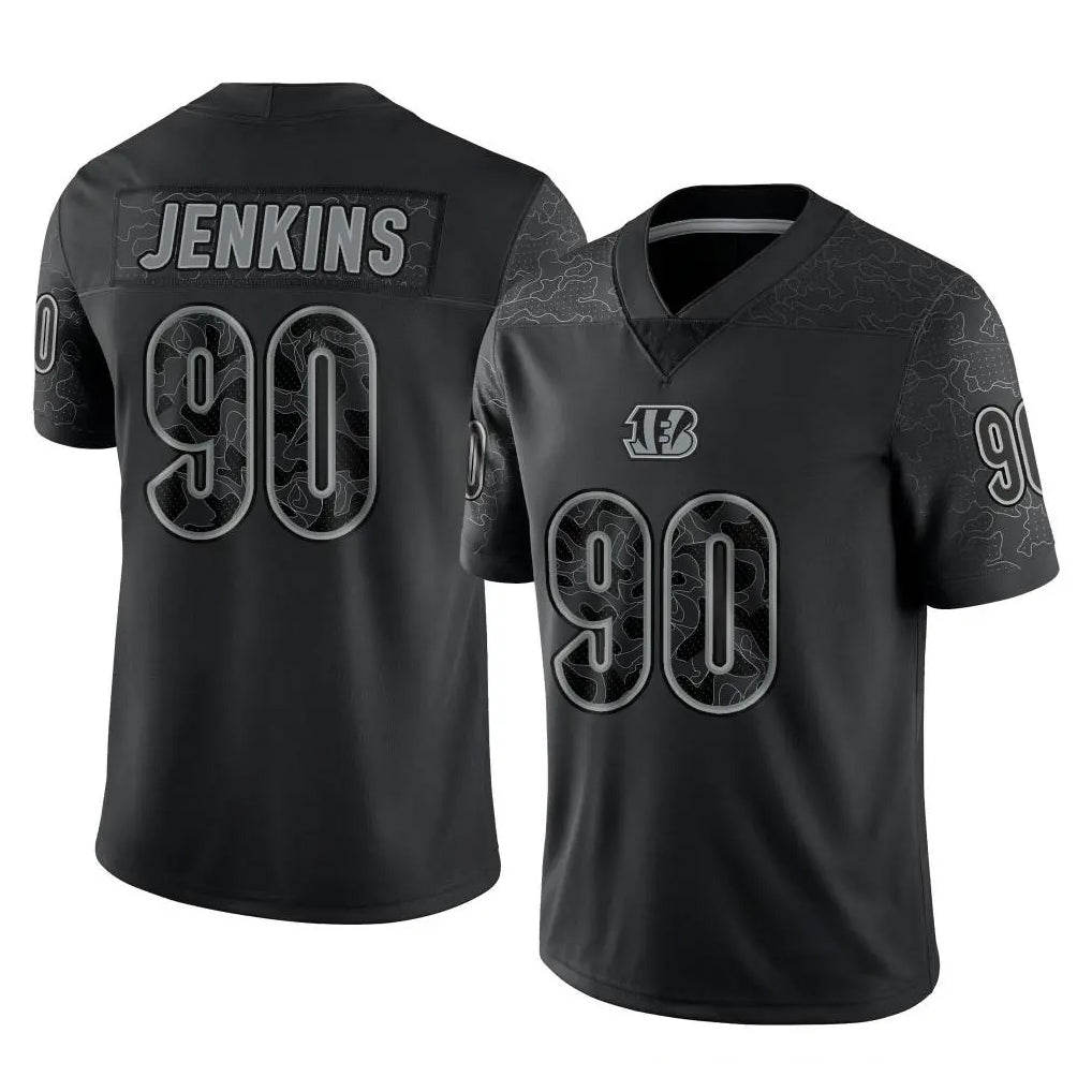 Crovyle C.Bengals #90 Kris Jenkins Jr Player Black Reflective Limited Game Stitched Jerseys