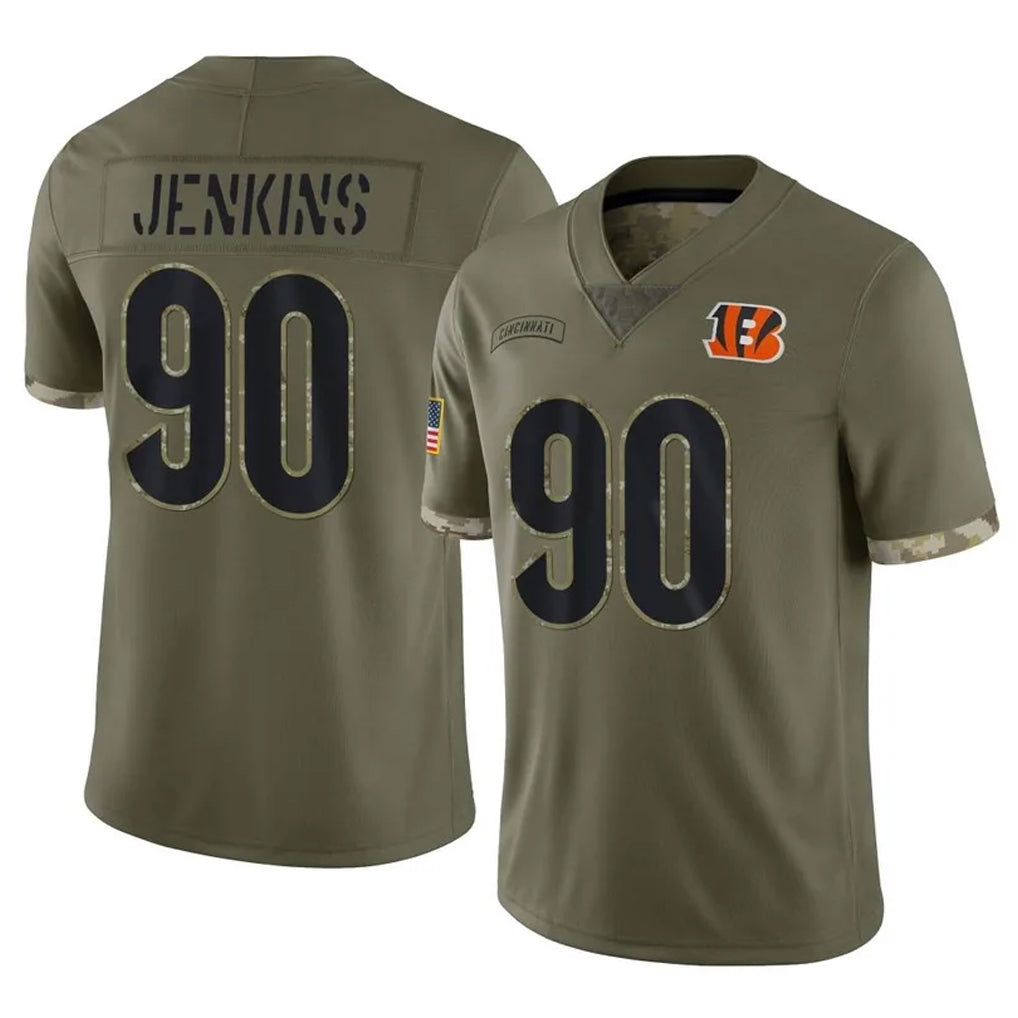 Crovyle C.Bengals #90 Kris Jenkins Jr Player Olive Salute to Service Limited Game Stitched Jerseys