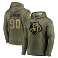 Crovyle C.Bengals #90 Kris Jenkins Jr Player Olive Salute to Service Pullover Hoodies Home Game Stitched Jerseys