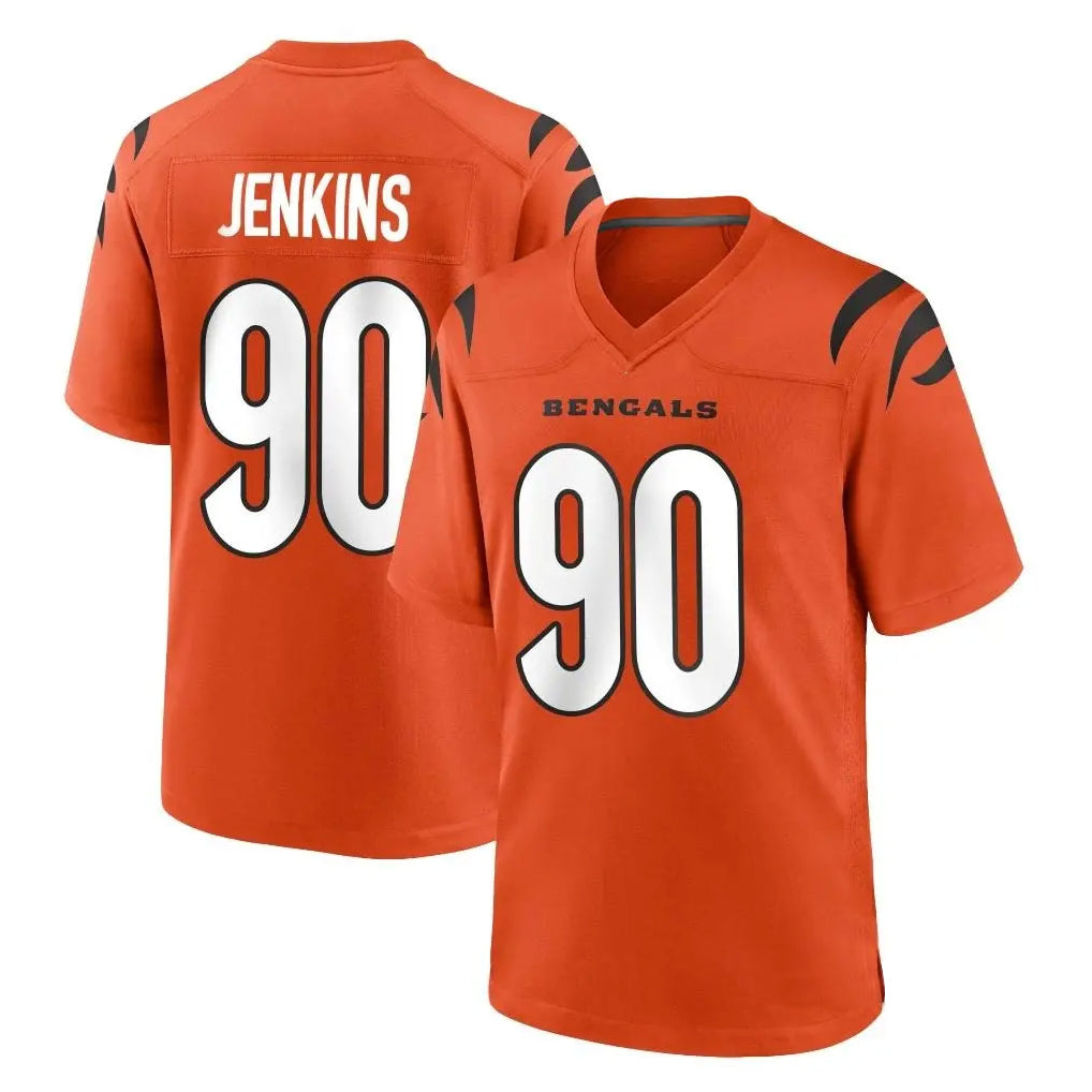 Crovyle C.Bengals #90 Kris Jenkins Jr Player Orange Home Game Stitched Jerseys