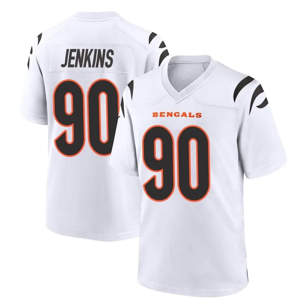 Crovyle C.Bengals #90 Kris Jenkins Jr Player White Home Game Stitched Jerseys
