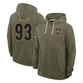 Crovyle C.Bengals #93 Jonathan Allen Player Olive Salute to Service Pullover Hoodies Limited Stitched Jerseys