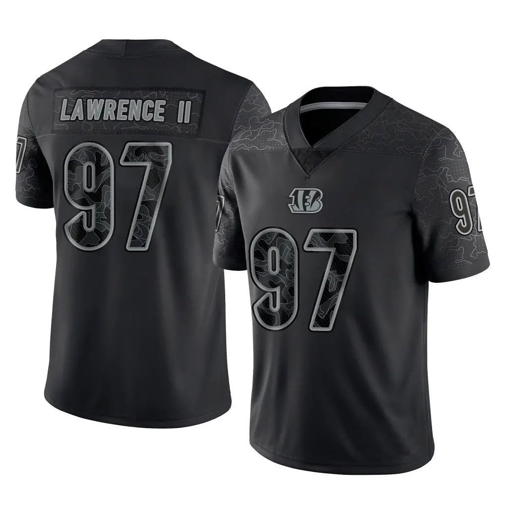 Crovyle C.Bengals #97 Dexter Lawrence II Player Black Reflective Limited Game Stitched Jerseys