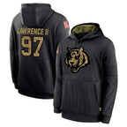 Crovyle C.Bengals #97 Dexter Lawrence II Player Black Salute to Service Pullover Hoodies Limited Stitched Jerseys