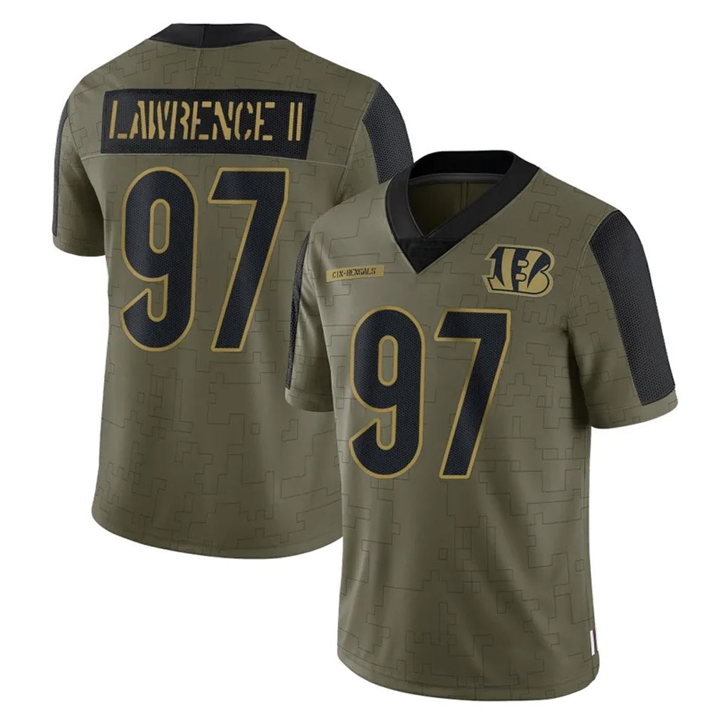 Crovyle C.Bengals #97 Dexter Lawrence II Player Olive Salute to Service Game Stitched Jerseys