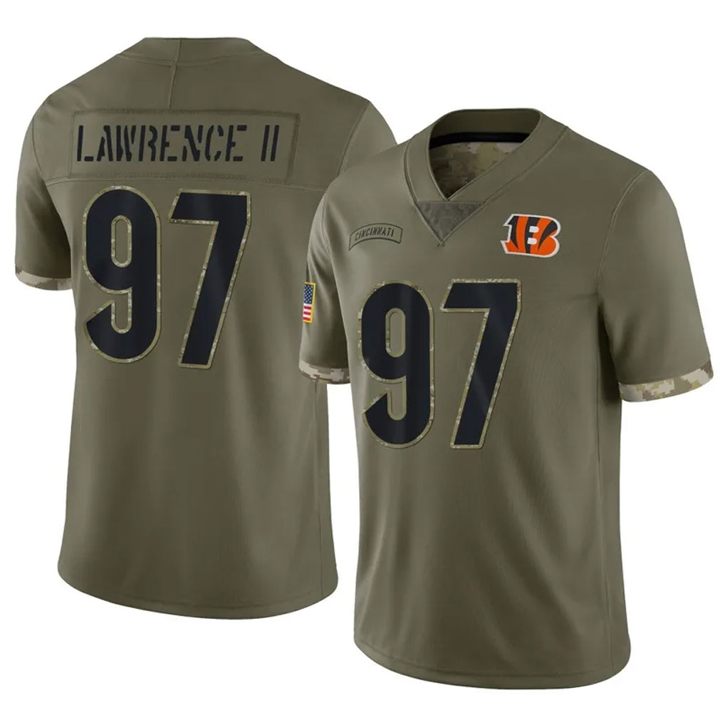 Crovyle C.Bengals #97 Dexter Lawrence II Player Olive Salute to Service Limited Game Stitched Jerseys