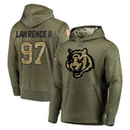 Crovyle C.Bengals #97 Dexter Lawrence II Player Olive Salute to Service Pullover Hoodies Home Game Stitched Jerseys
