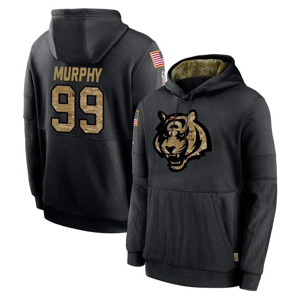 Crovyle C.Bengals #99 Myles Murphy Player Black Salute to Service Pullover Hoodies Limited Stitched Jerseys