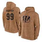 Crovyle C.Bengals #99 Myles Murphy Player Brown Salute to Service Pullover Hoodie Limited Stitched Jerseys