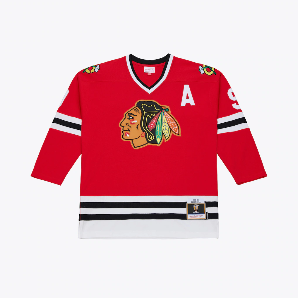 Crovyle C.Blackhawks Bobby Hull Mitchell & Ness Red 1966 Power Play Jerseys