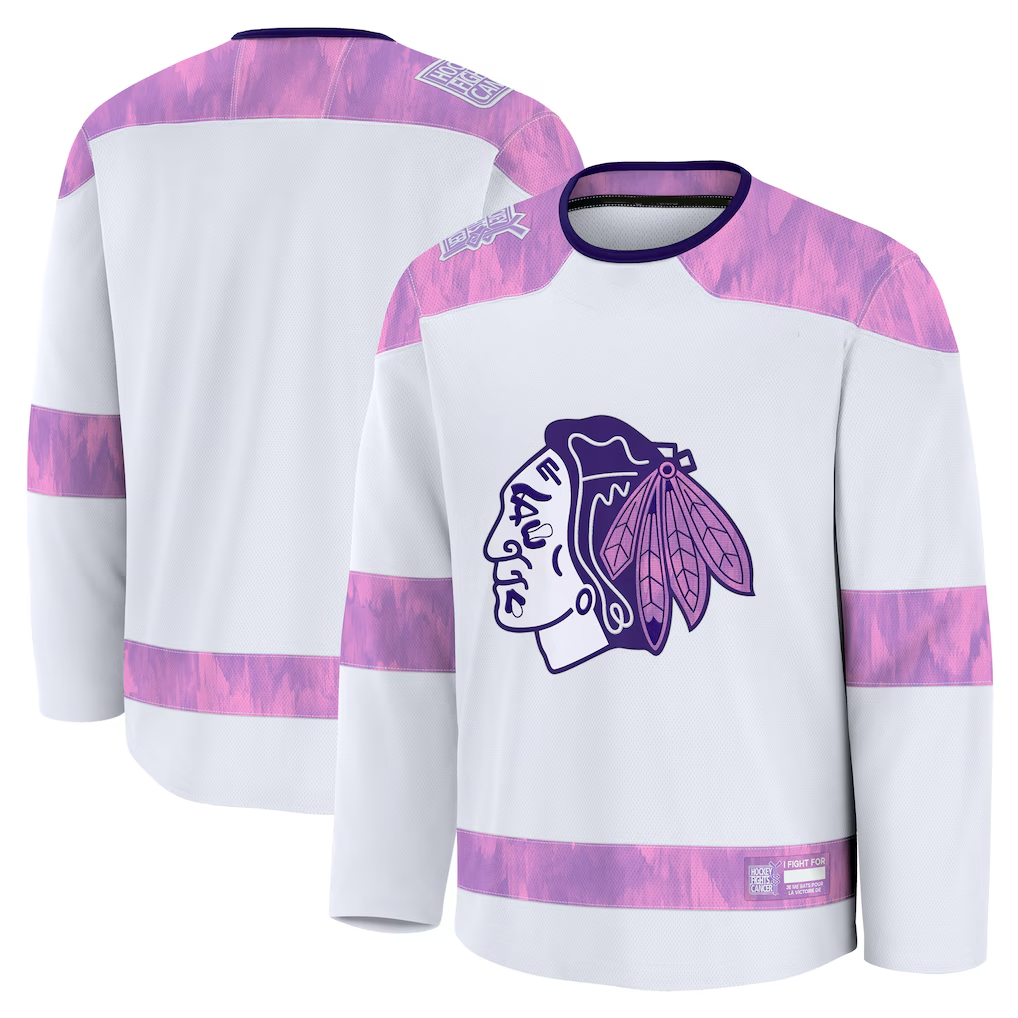 Crovyle C.Blackhawks White 2024 Hockey Fights Cancer Practice Jerseys