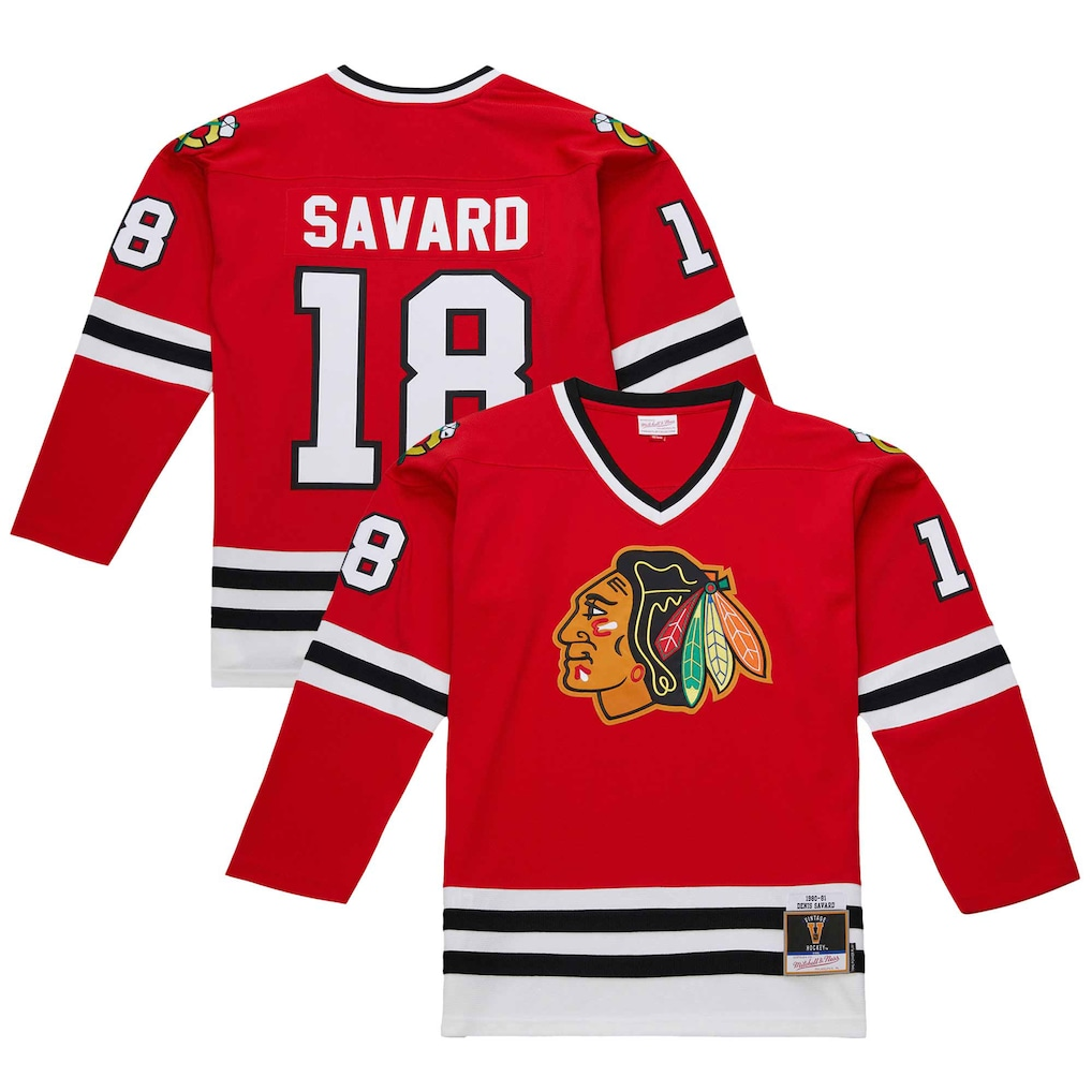 Crovyle C.Blackhawks #18 Denis Savard Scarlet 1980-81 Power Play Jerseys