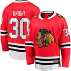 Crovyle C.Blackhawks #30 Spencer Knight Red Home Breakaway Jerseys