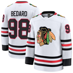 Crovyle C.Blackhawks #98 Connor Bedard White Away Premium Jerseys