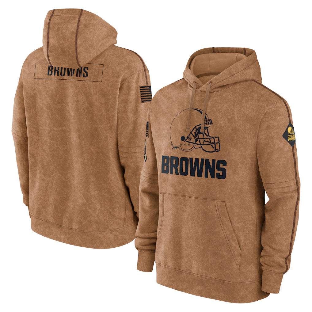 Crovyle C.Browns Brown Salute to Service Pullover Hoodie Limited Blank Player Stitched Jerseys