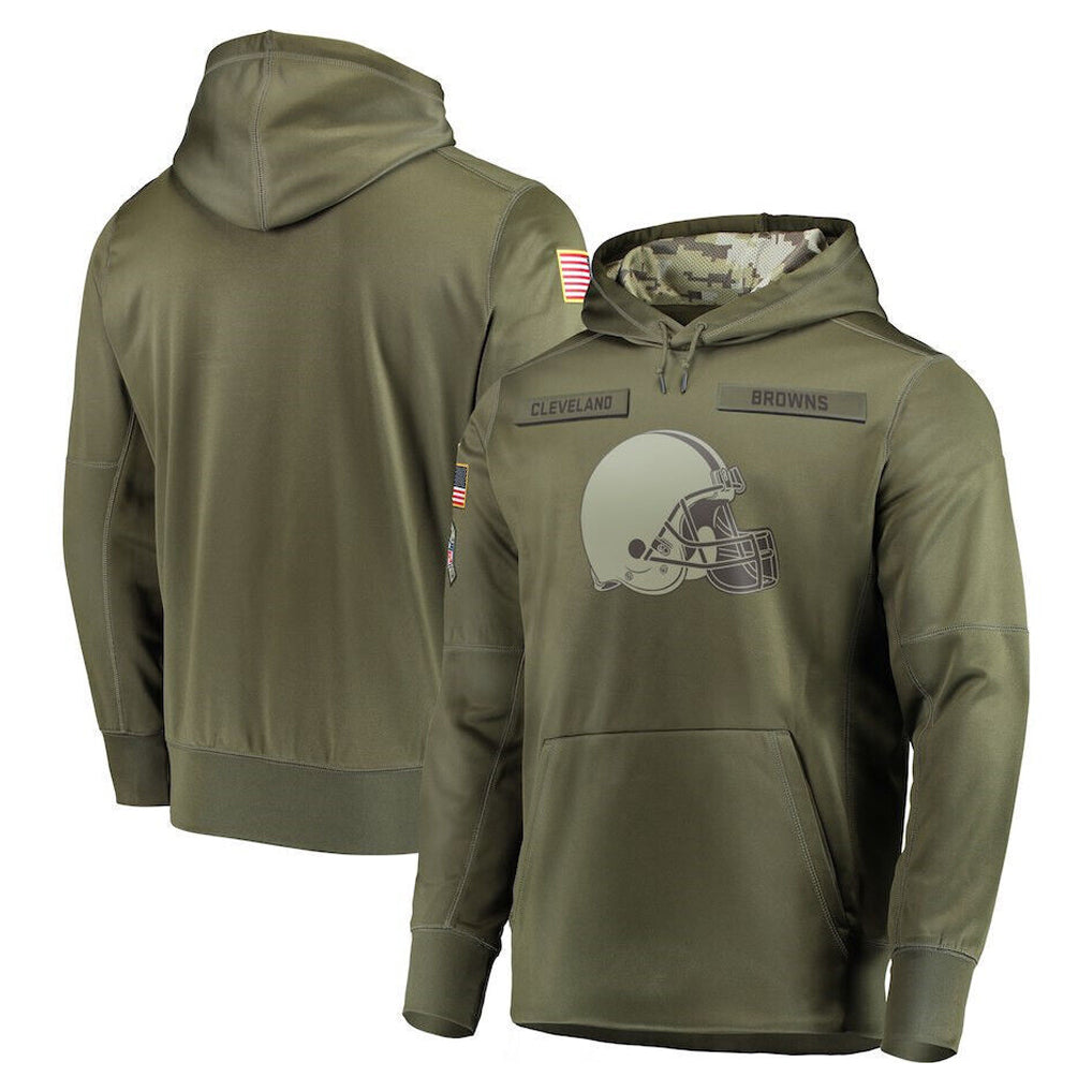 Crovyle C.Browns Olive Salute to Service Pullover Hoodies Home Game Blank Player Stitched Jerseys