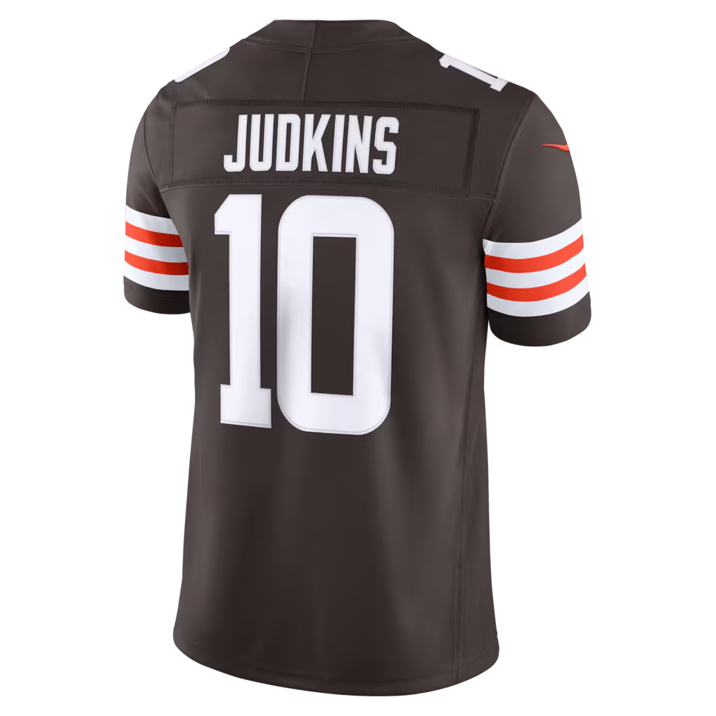 Crovyle C.Browns #10 Quinshon Judkins Brown Team Vapor F.U.S.E. Stitched Limited Jerseys