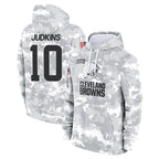 Crovyle C.Browns #10 Quinshon Judkins Player Arctic Camo Salute to Service Hoodies Limited Game Stitched Jerseys