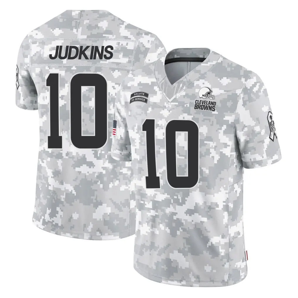 Crovyle C.Browns #10 Quinshon Judkins Player Arctic Camo Salute to Service Limited Home Game Stitched Jerseys