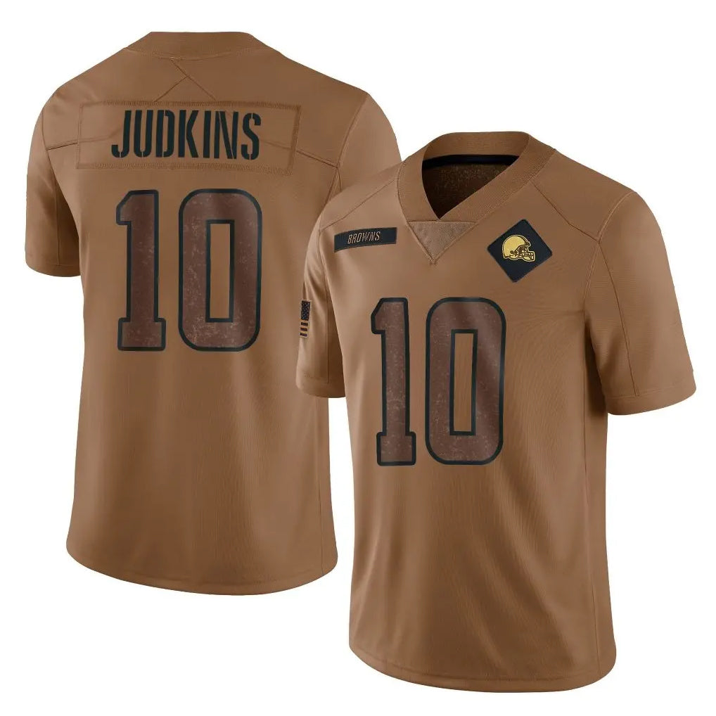 Crovyle C.Browns #10 Quinshon Judkins Player Brown Salute to Service Limited Home Game Stitched Jerseys