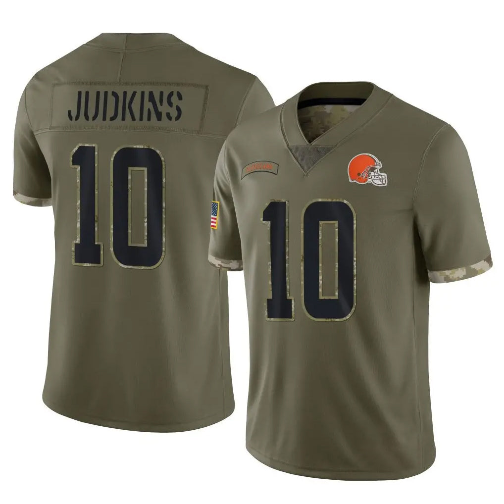 Crovyle C.Browns #10 Quinshon Judkins Player Olive Salute to Service Limited Game Stitched Jerseys