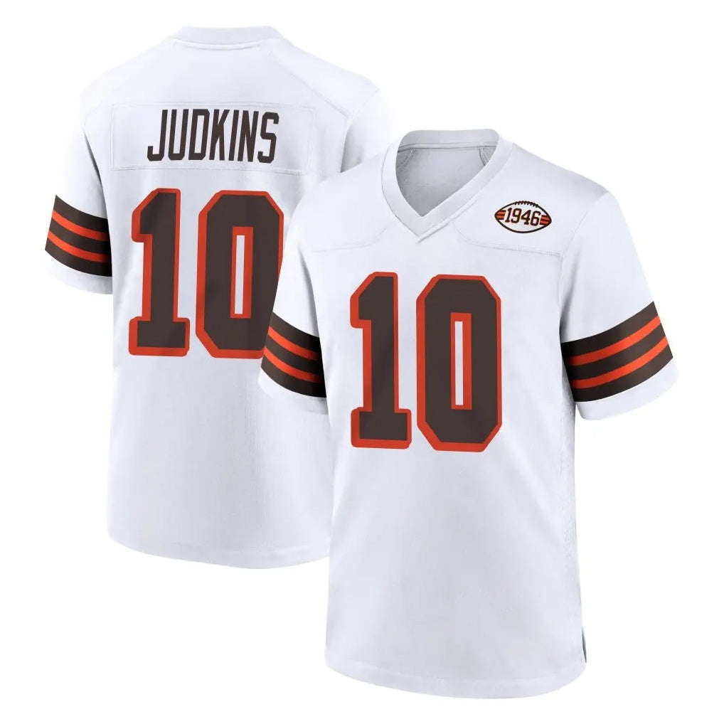 Crovyle C.Browns #10 Quinshon Judkins Player White Alternate Home Game Stitched Jerseys