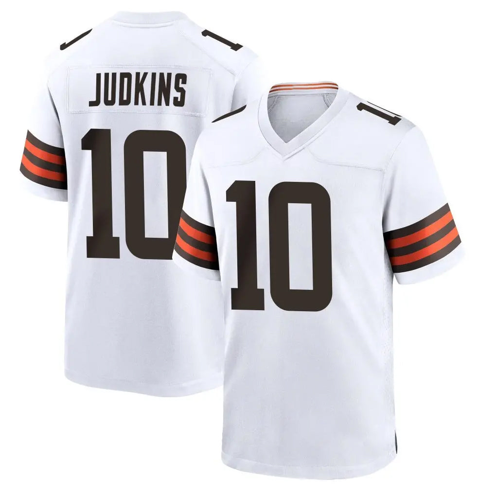Crovyle C.Browns #10 Quinshon Judkins Player White Home Game Stitched Jerseys