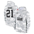 Crovyle C.Browns #21 Denzel Ward Player Arctic Camo Salute to Service Hoodies Limited Game Stitched Jerseys