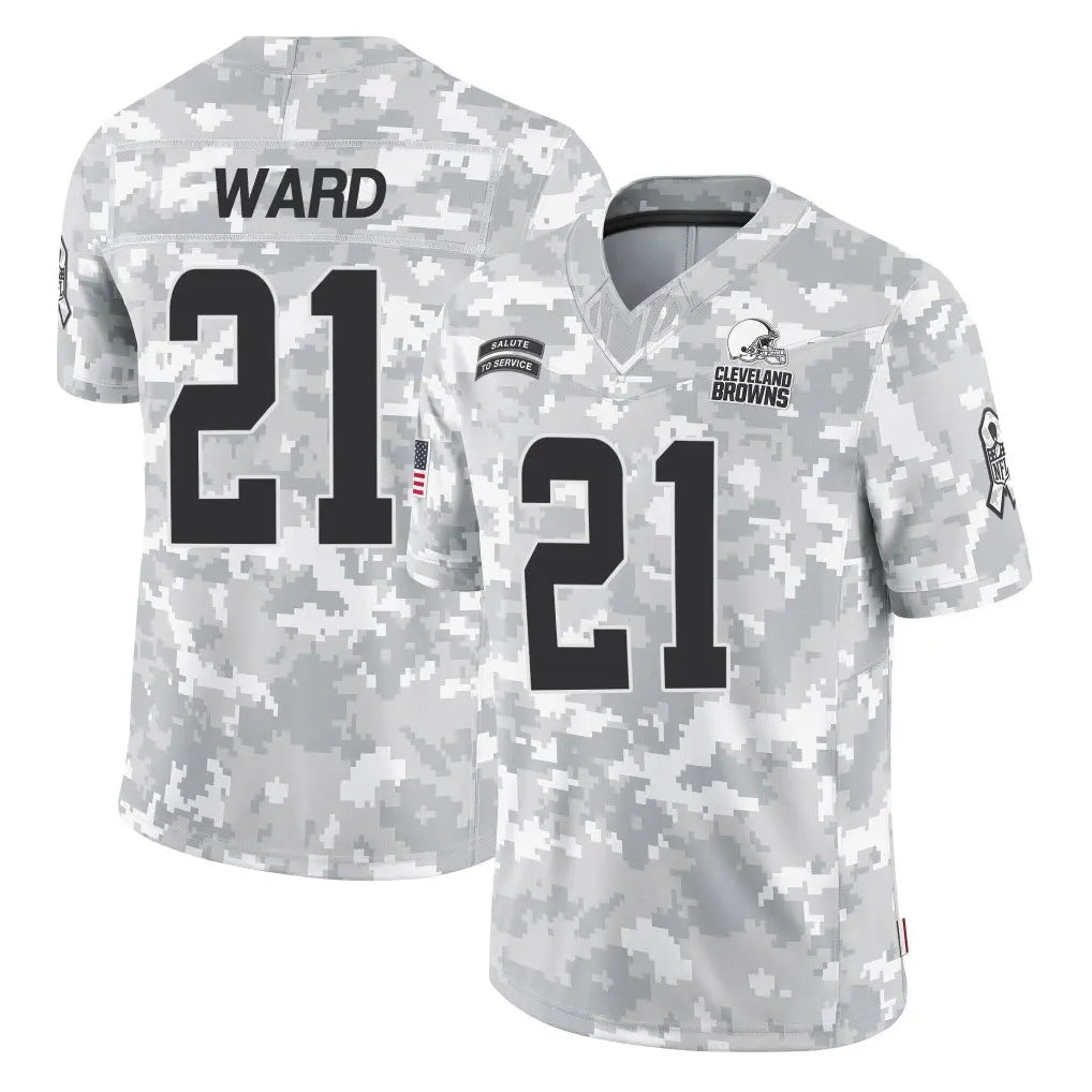 Crovyle C.Browns #21 Denzel Ward Player Arctic Camo Salute to Service Limited Home Game Stitched Jerseys