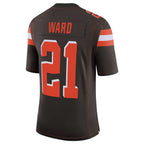 Crovyle C.Browns #21 Denzel Ward Player Brown Vapor Limited Home Game Stitched Jerseys
