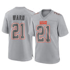 Crovyle C.Browns #21 Denzel Ward Player Gray Atmosphere Fashion Game Stitched Jerseys