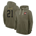 Crovyle C.Browns #21 Denzel Ward Player Olive Salute to Service Pullover Hoodies Limited Stitched Jerseys