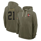 Crovyle C.Browns #21 Denzel Ward Player Olive Salute to Service Pullover Hoodies Limited Stitched Jerseys