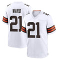 Crovyle C.Browns #21 Denzel Ward Player White Home Game Stitched Jerseys