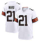 Crovyle C.Browns #21 Denzel Ward Player White Home Game Stitched Jerseys