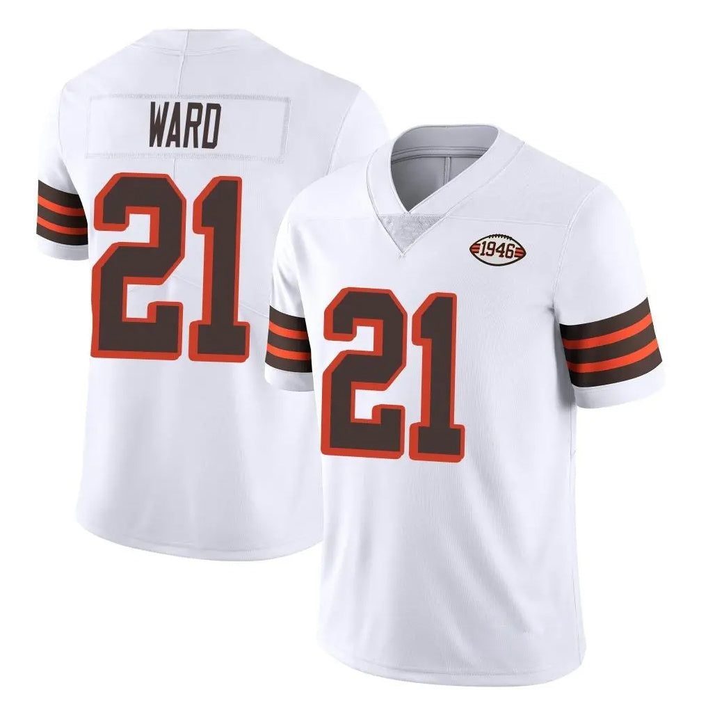 Crovyle C.Browns #21 Denzel Ward Player White Limited  Vapor 1946 Collection Alternate Game Stitched Jerseys