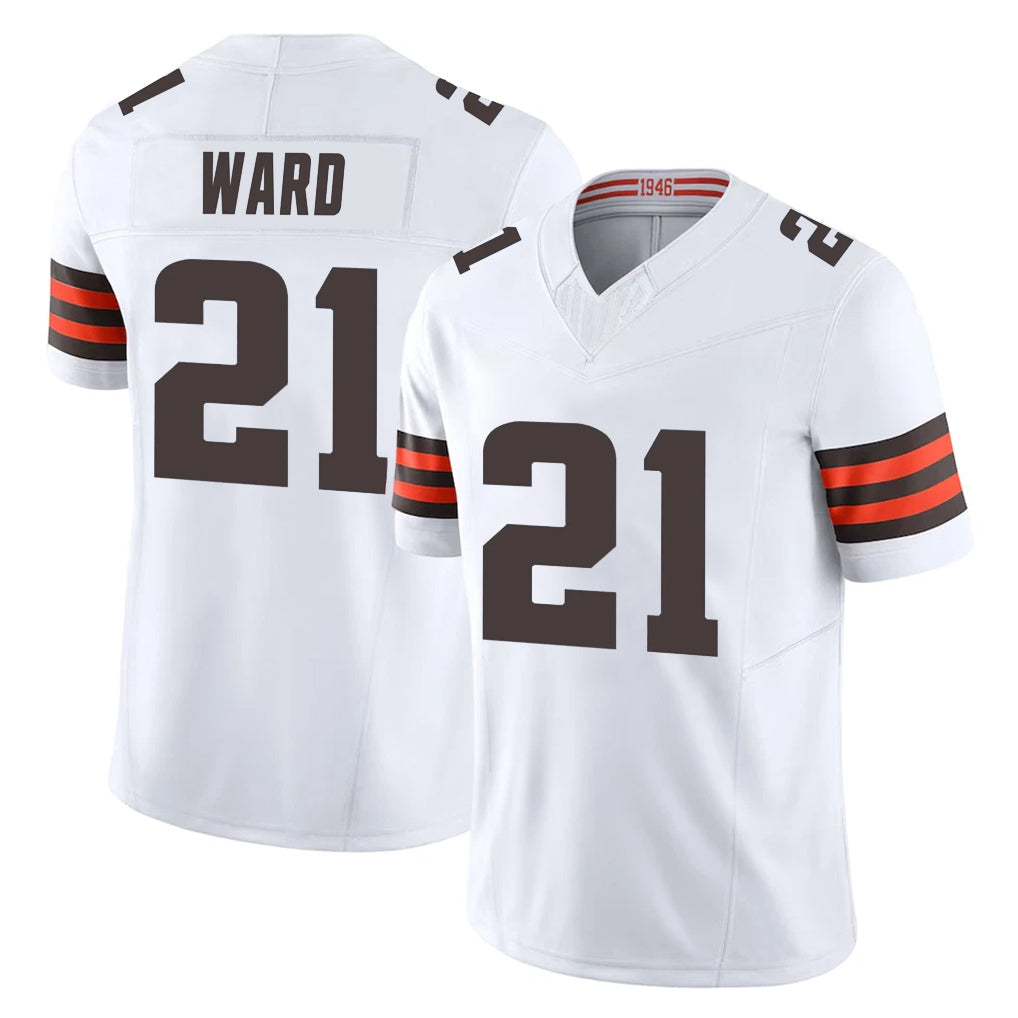 Crovyle C.Browns #21 Denzel Ward Player White Vapor F.U.S.E. Limited Home Game Stitched Jerseys