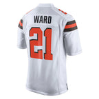Crovyle C.Browns #21 Denzel Ward Player White Vapor Limited Home Game Stitched Jerseys