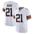 Crovyle C.Browns #21 Denzel Ward Player White Vapor Untouchable Limited Home Game Stitched Jerseys