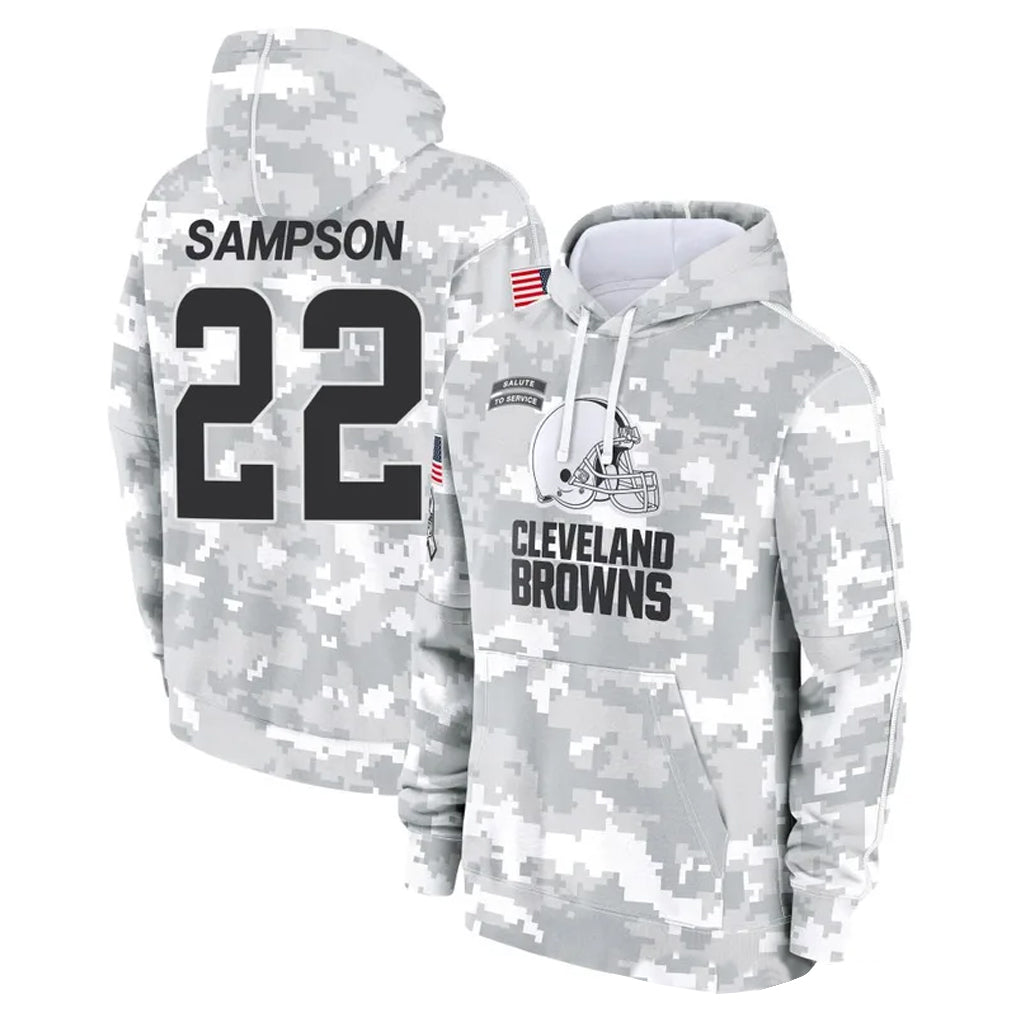 Crovyle C.Browns #22 Dylan Sampson Player Arctic Camo Salute to Service Hoodies Limited Game Stitched Jerseys
