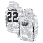 Crovyle C.Browns #22 Dylan Sampson Player Arctic Camo Salute to Service Hoodies Limited Game Stitched Jerseys