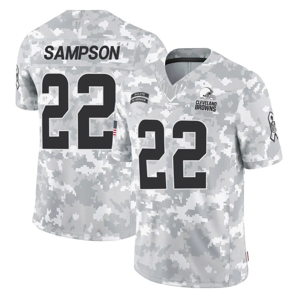 Crovyle C.Browns #22 Dylan Sampson Player Arctic Camo Salute to Service Limited Home Game Stitched Jerseys