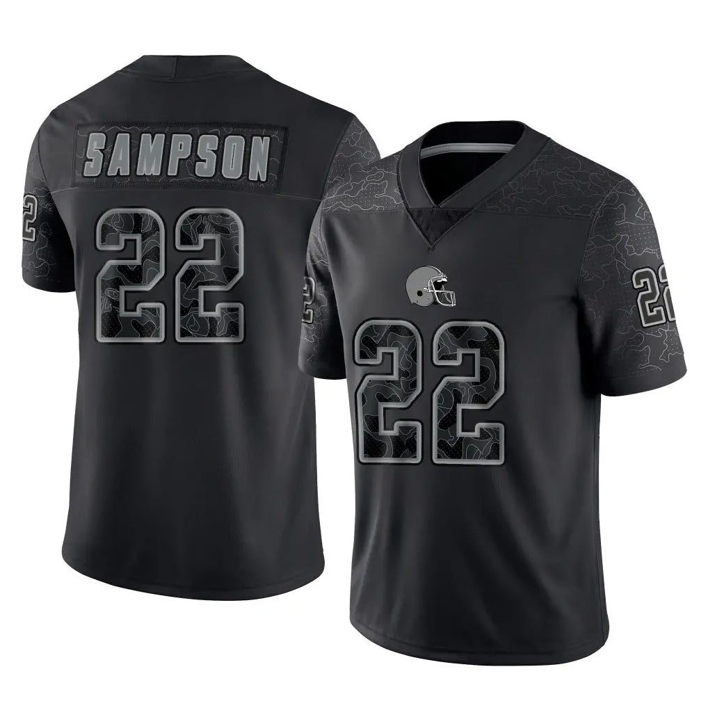 Crovyle C.Browns #22 Dylan Sampson Player Black Reflective Home Game Stitched Jerseys