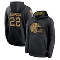 Crovyle C.Browns #22 Dylan Sampson Player Black Salute to Service Pullover Hoodies Limited Stitched Jerseys