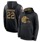 Crovyle C.Browns #22 Dylan Sampson Player Black Salute to Service Pullover Hoodies Limited Stitched Jerseys