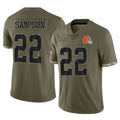 Crovyle C.Browns #22 Dylan Sampson Player Olive Salute to Service Limited Game Stitched Jerseys