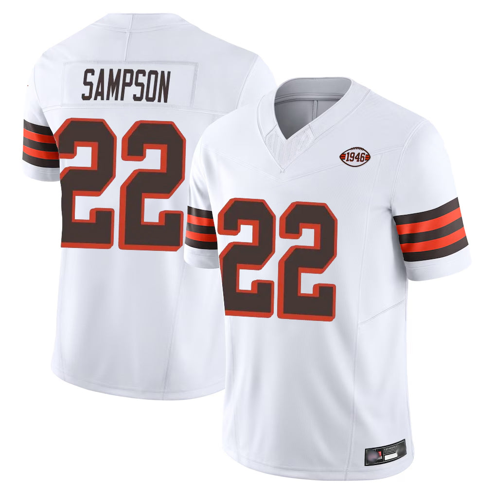 Crovyle C.Browns #22 Dylan Sampson Player White Limited Vapor F.U.S.E. Alternate Game Stitched Jerseys