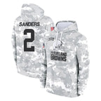 Crovyle C.Browns #2 Shedeur Sanders Player Arctic Camo Salute to Service Hoodies Limited Game Stitched Jerseys
