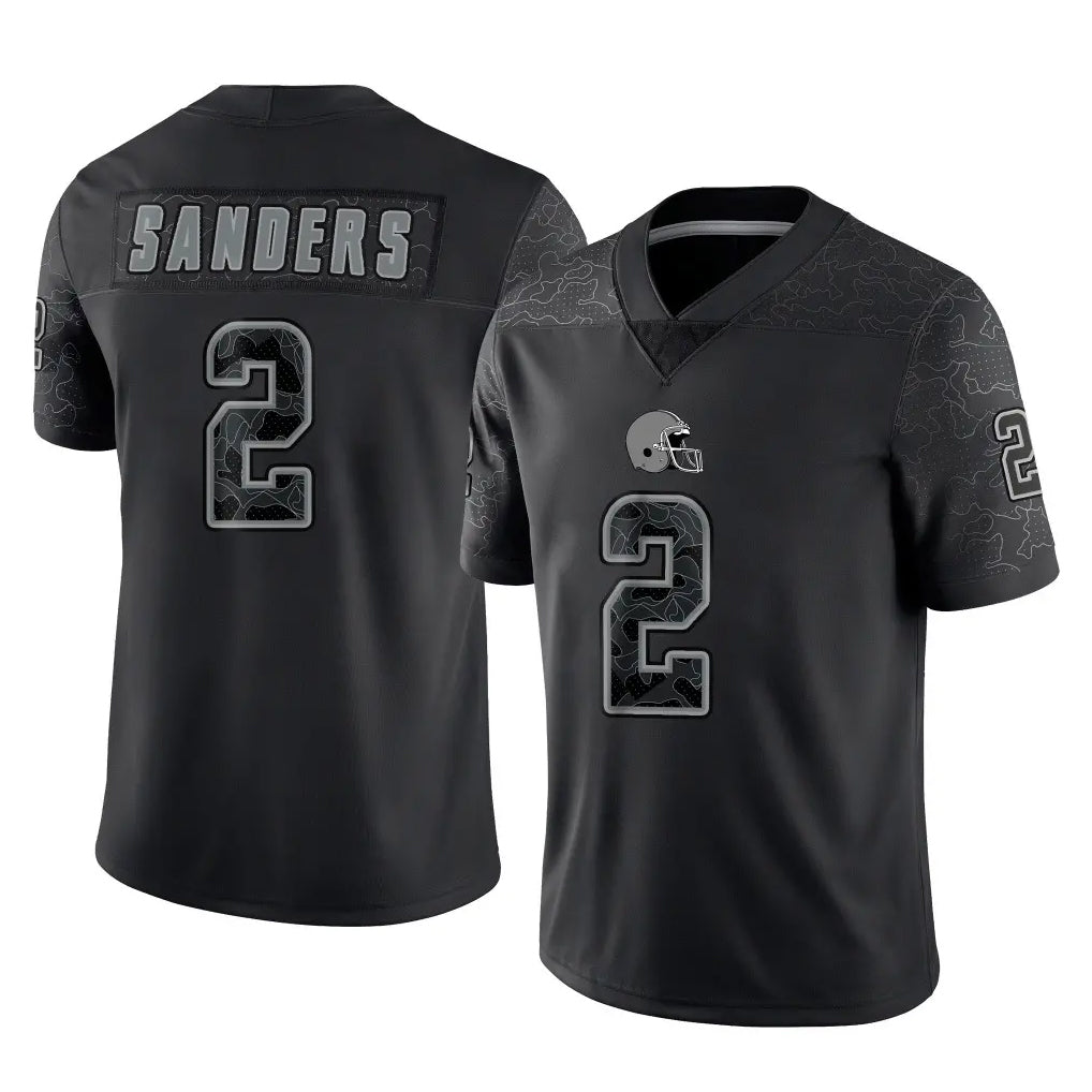 Crovyle C.Browns #2 Shedeur Sanders Player Black Reflective Home Game Stitched Jerseys