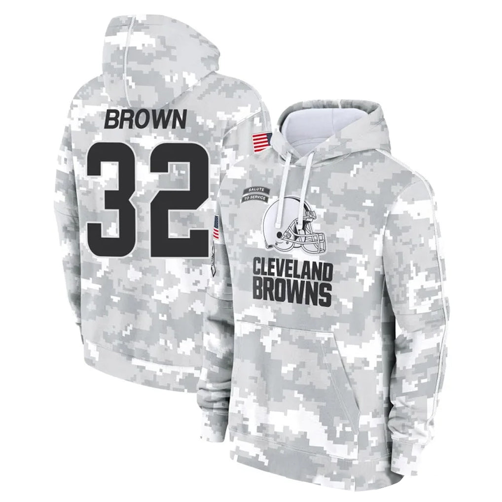 Crovyle C.Browns #32 Jim Brown Player Arctic Camo Salute to Service Hoodies Limited Game Stitched Jerseys
